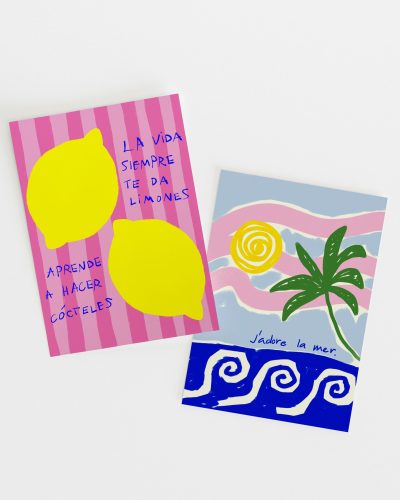 Pack of 2 Art Prints Lemons & J´adore la Mer